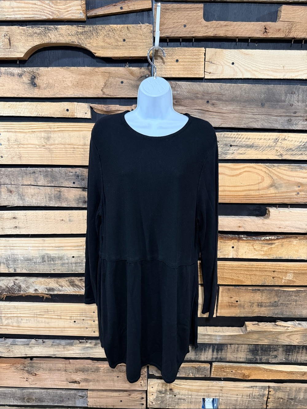 J.Jill Black Wool Blend Round Neck Tunic Sweater Size XL